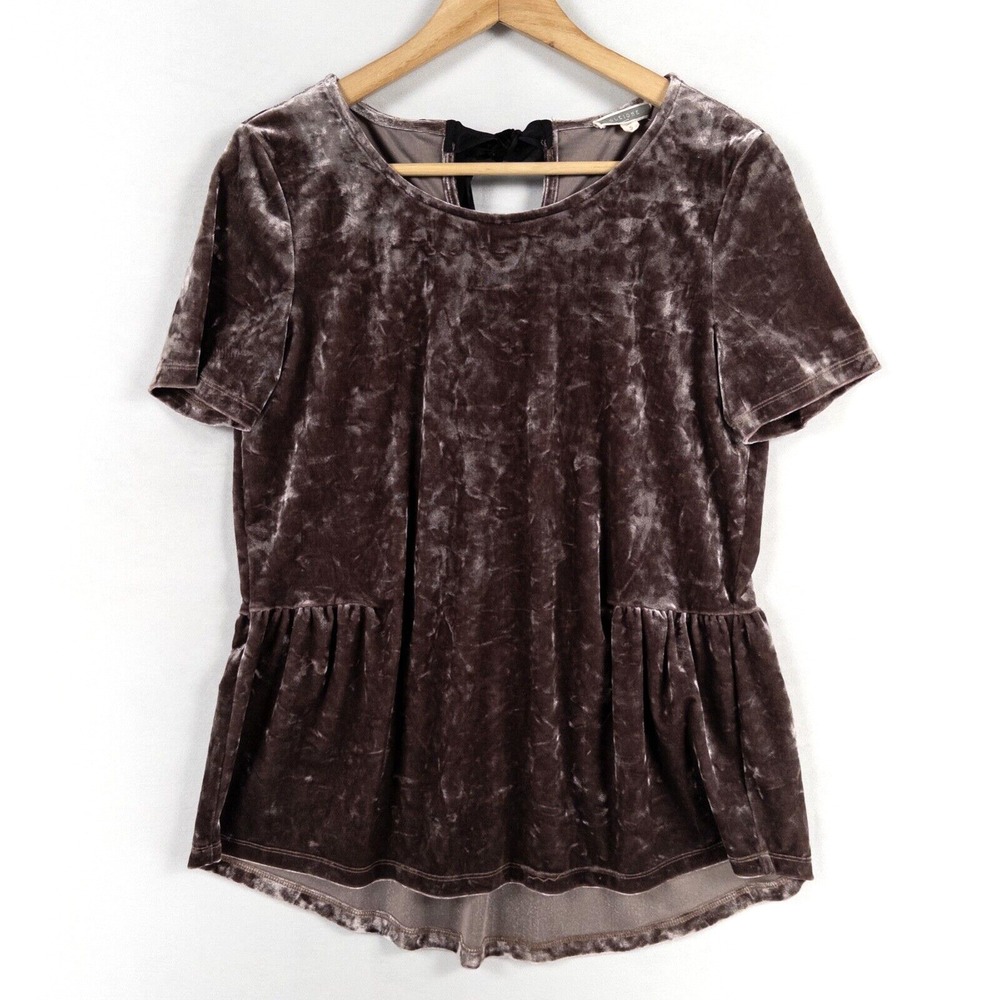 Pleione Top Sz Small Dusty Purple Gray Crushed Velvet Stretch Knit Romantic